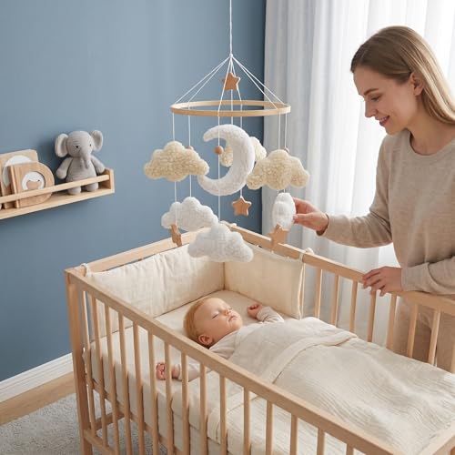 Baby Crib Mobile - Hanging Nursery Mobile for Baby Bed & Stroller, White 30cm