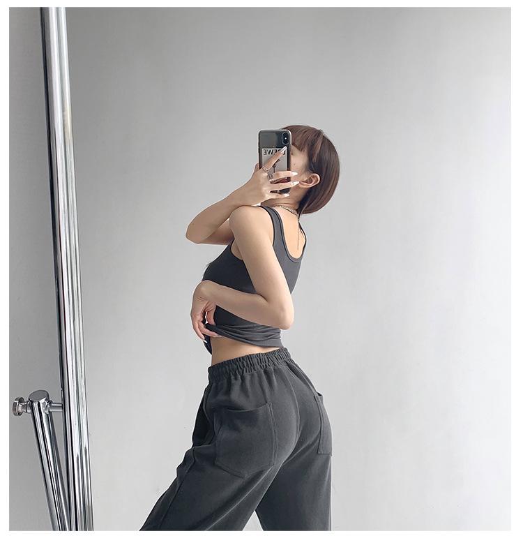 Premium Cotton U-neck Slimming Sports Tank Top - Women's Summer Sleeveless Camisole