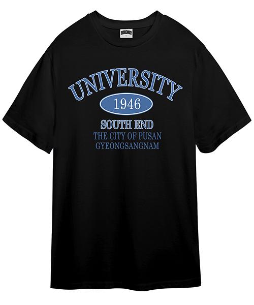 REBRENNER Oversized Cool Cotton 1946 University Short Sleeve T-Shirt Black