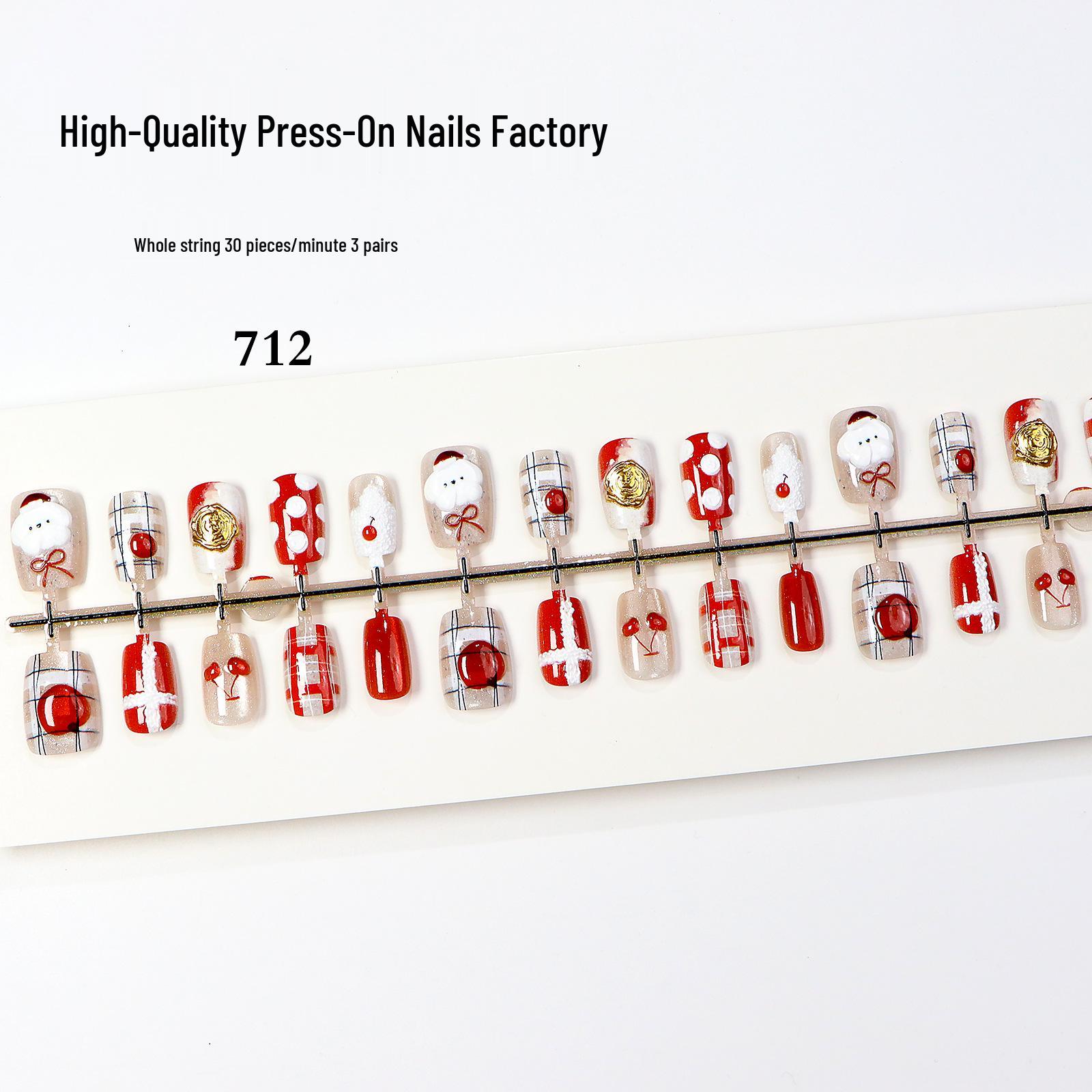 

Wearable Translucent Cat Eye Christmas Nail Art - Embossed Short-Style Tips Medium+Small