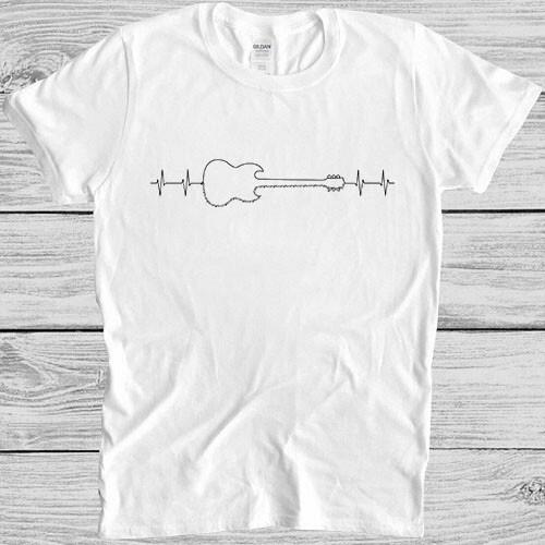 Guitar Music Lover EKG ECG Notes Musician Singer Movie Gift Tee T Shirt M918