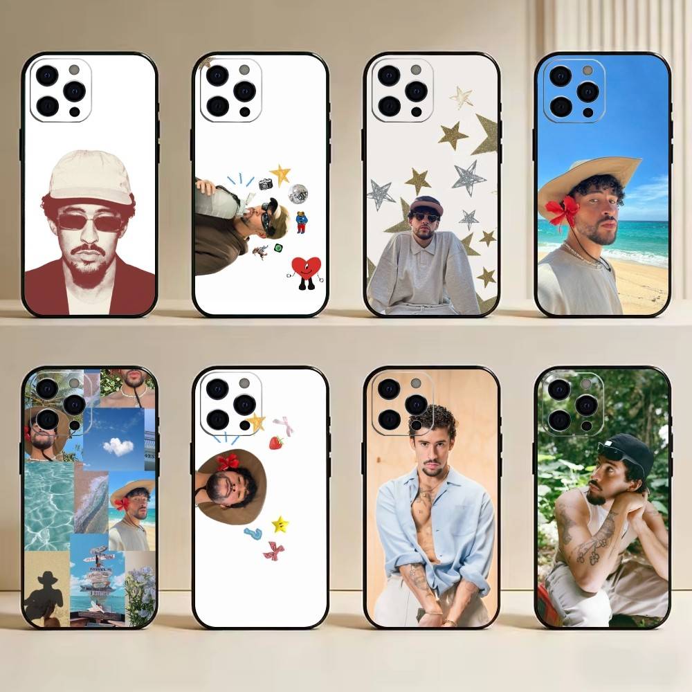Bad Bunny Phone Case For iPhone 17,16,15,14,13,12,11 Plus,Pro Max,XS,Soft Silicone Black Cover