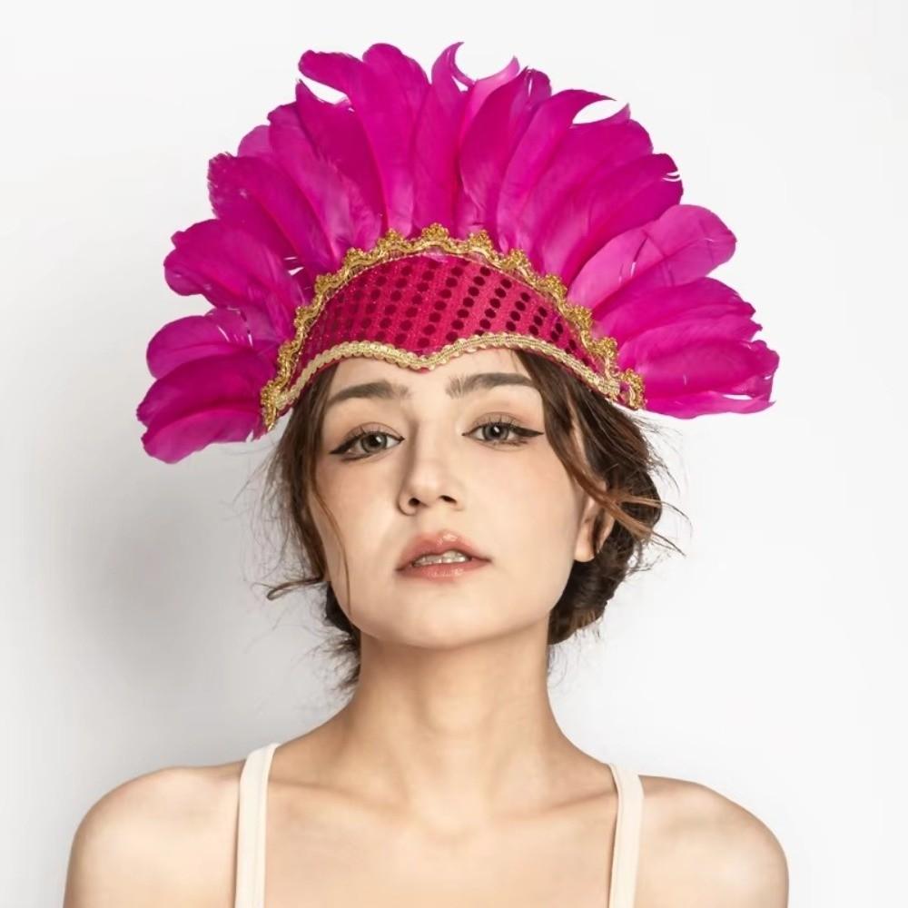 Vibrant Elegant Feather Headdress Adjustable Headwear Peacock Headpieces Carnival