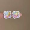 Trendy Summer Ocean Jelly Color Square Earrings for Women - Light Luxury, High-End Unique Design.