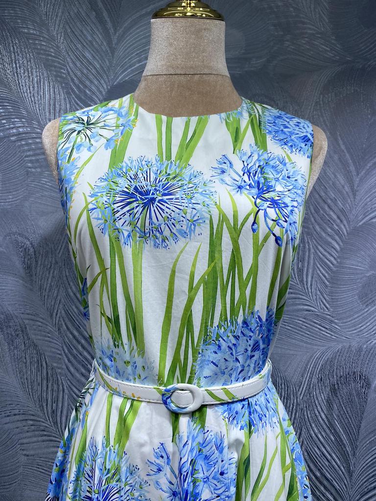 Damen Ärmelloses Baumwoll-Printkleid - Rundhalsausschnitt - Frühjahr 2026