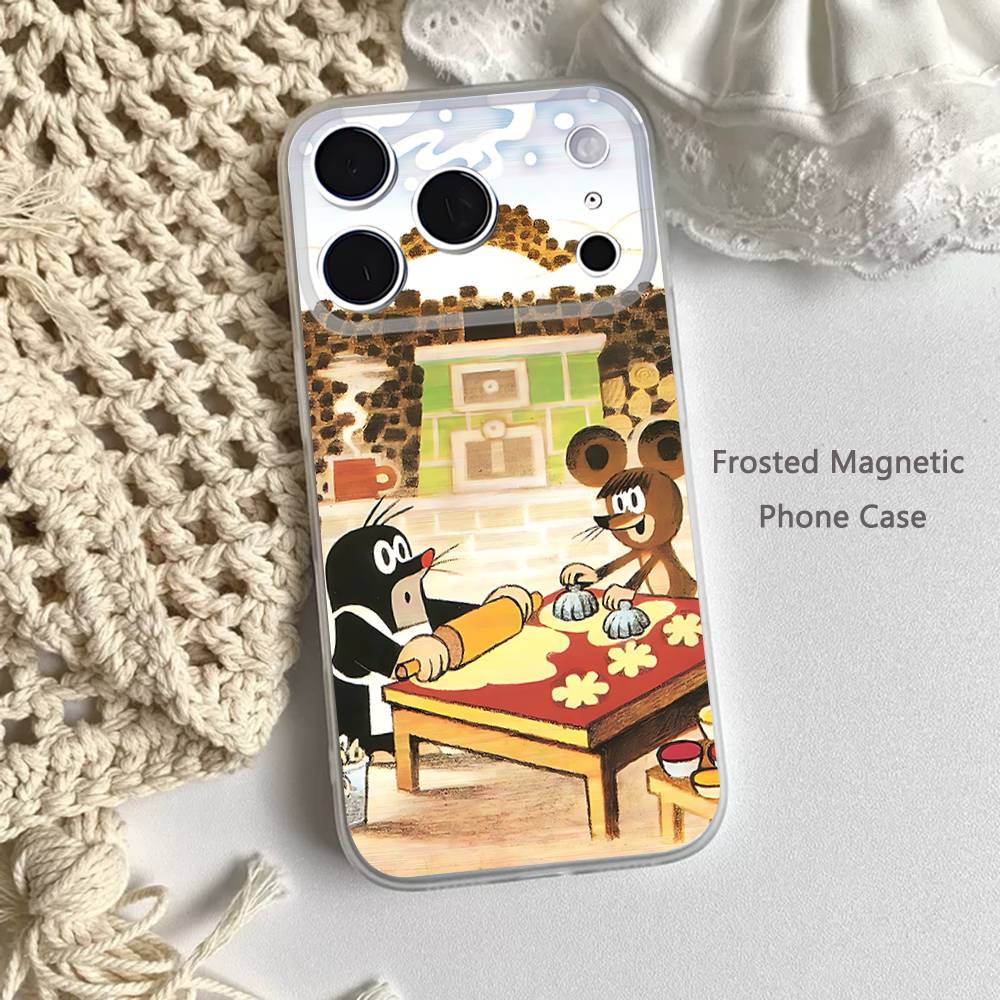 Cartoon Littles M-Mole Frosted Clear Magnetic Phone Case for iPhone 17,16,15,14,13,12,11 Pro,Max,Plus,Mini,Air,E