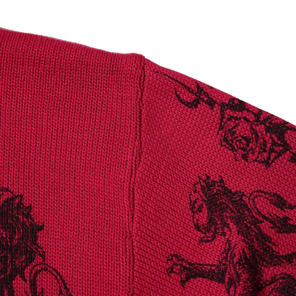 Sweter unisex, rozdarty sweter z nadrukiem skorpiona w kolorze różowych oczu