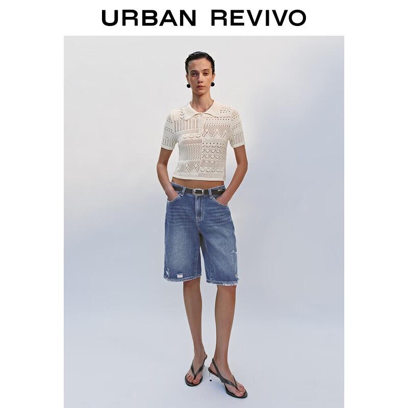 Women's Bohemian Polo Collar Short-Sleeve Knit Top