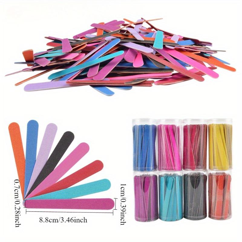 80pcs Nail File Set Grit Double Sided Wooden Emery Boards Barrel Packaging Nail Products Canned Wooden Files with Storage Barrel