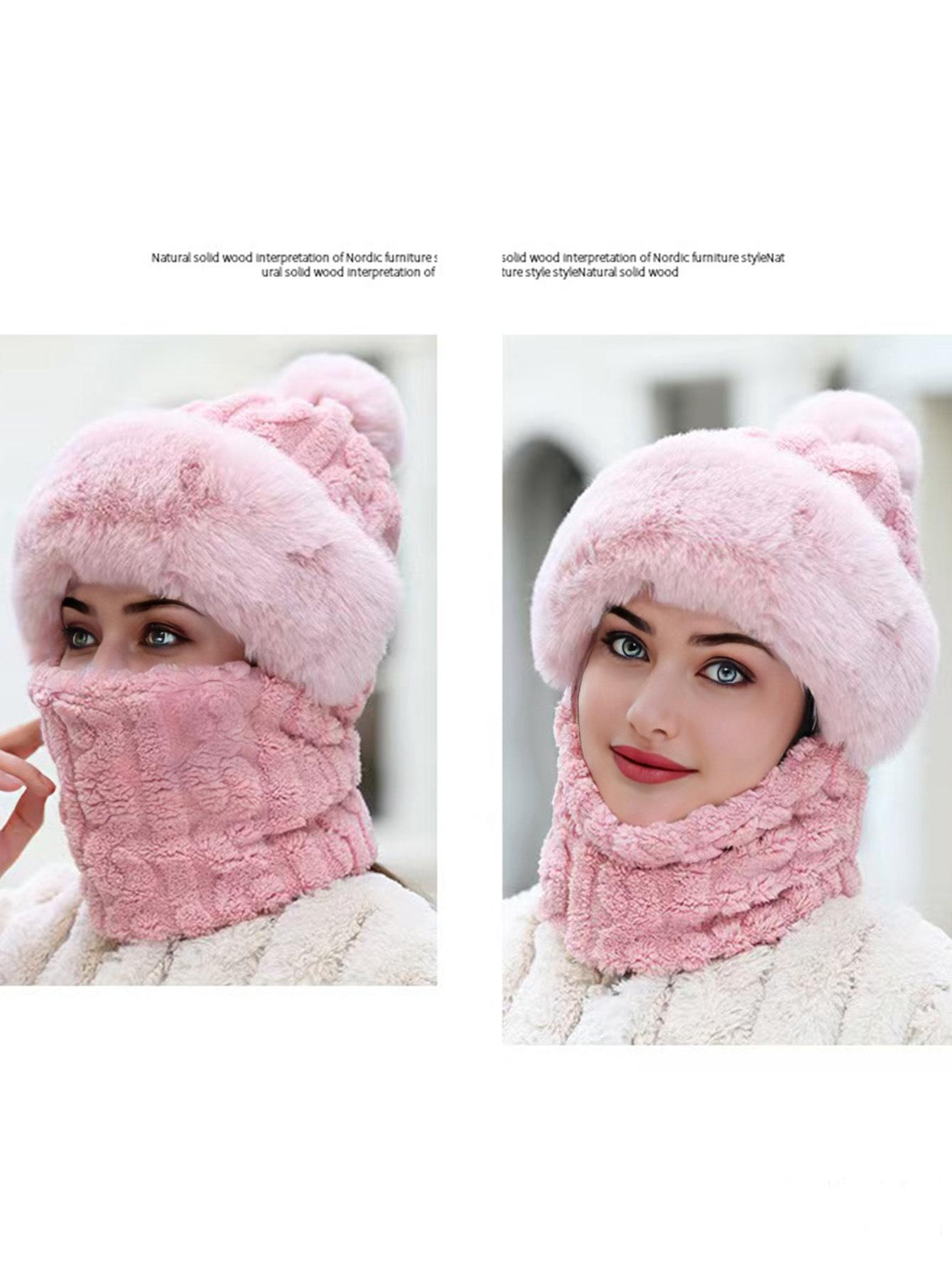 

Шапка Жіночий зимовий шарф Маска Інтегрований набір із двох частин Вітрозахисний флісовий захисний навушник Кепка Потовщена тепла кепка Баотоу