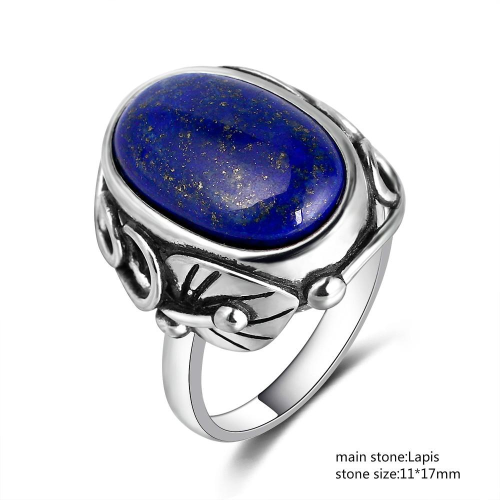 Prsten Charm Noble 100% 925 stříbro 10x14MM lapis lazuli snubní prsten pro dívku ženu na párty výročí narozeninový dárek