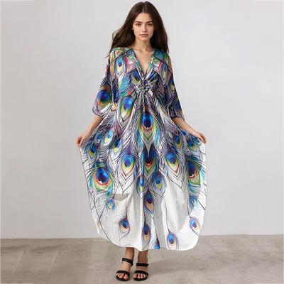 Irregular Cartoon Printing Bat Sleeve Dress GJ1206