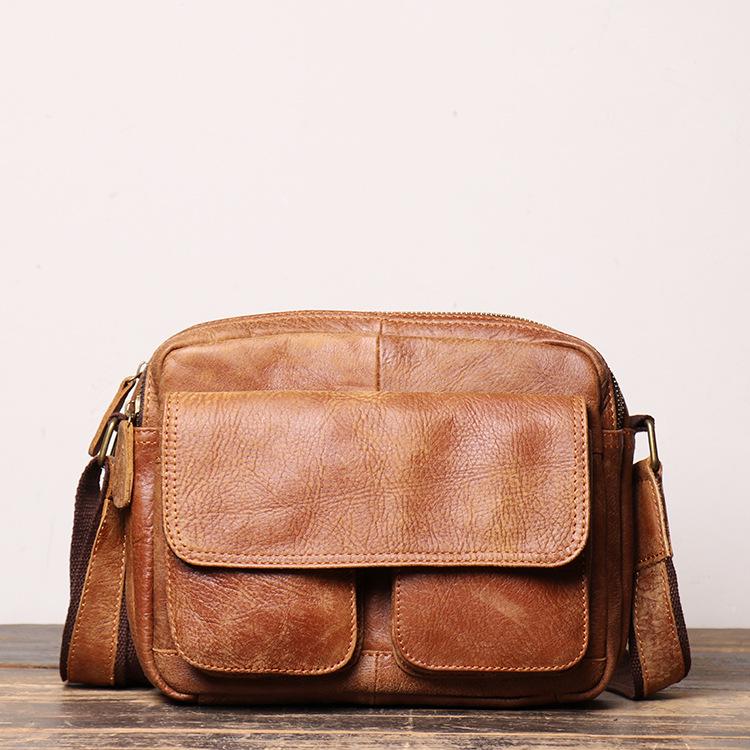 

Summer Unisex Genuine Leather Shoulder & Crossbody Bag - Versatile Fashionable Small Square Design жовтий/коричневий