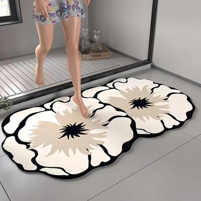 1pc Flower Diatomite Bath Mat - Super Absorbent, Quick-Dry, Anti-Slip, Decorative Shower Rug, Easy To Clean, Strong Adsorption