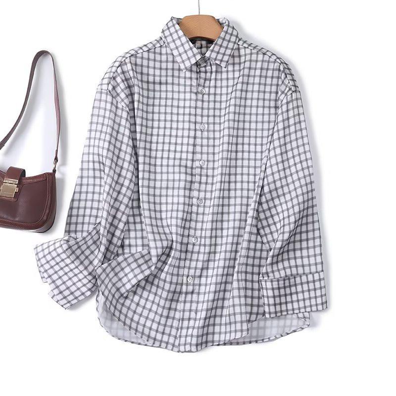 

BM&MD&ZA Women s Plaid Long Sleeve Shirt - Summer Casual Commuting Fashion Medium