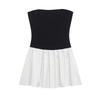 European American Women's Clothing Summer Fashion Contrasting Color Splicing Slim Tube Top Dress