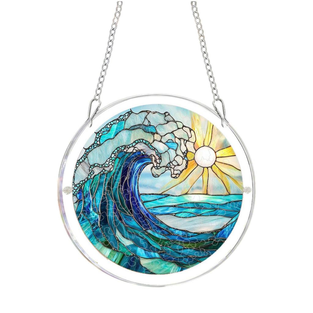 20cm 2D Acrylic Puzzle Garden Sun Catcher Hanging Ornament Spring Themed Bird Design Decorative Window Hanging Art Piece