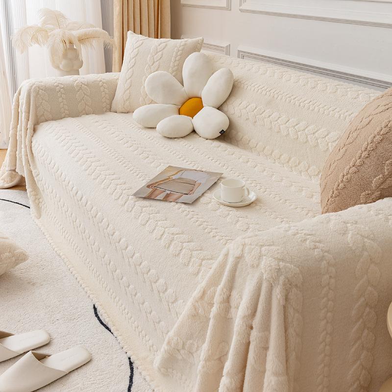 Anti-cat Scratch Sofa Cover Cloth Ins Style Sofa Towel Winter Plush Sofa Cover Full Cover Universal Sofa Blanket Full Cover