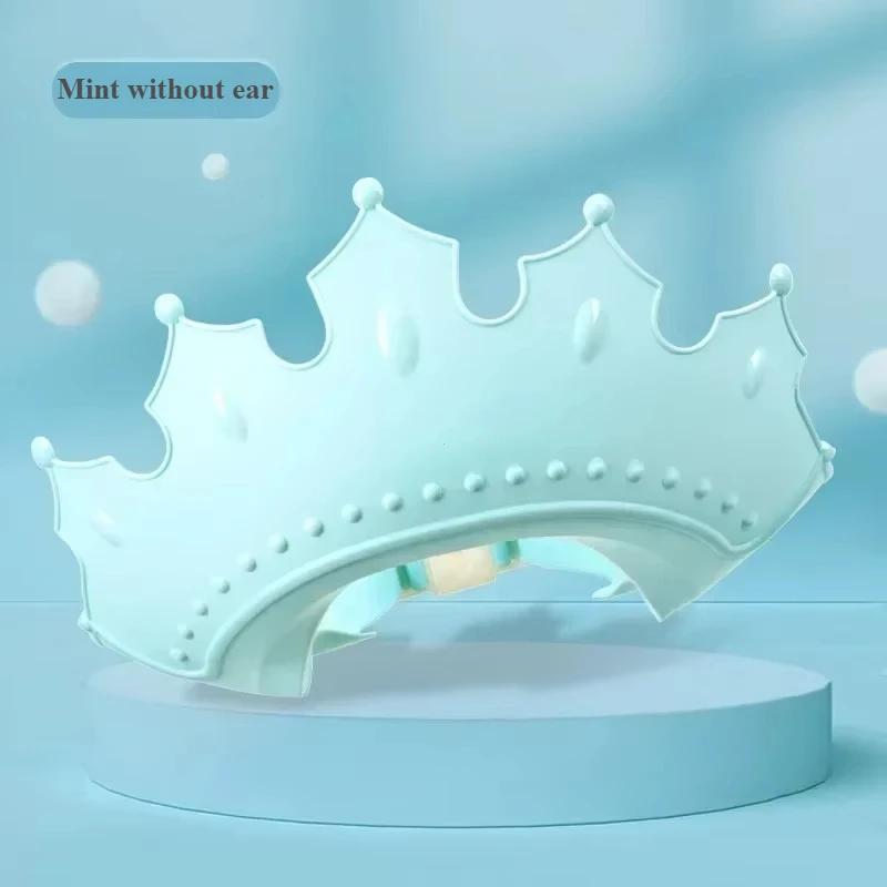 Adjustable Soft Rubber Waterproof Baby Shower Hat Kids Ear Protection Safe Children Shampoo Baby Bath Crown Pattern Baby Hat