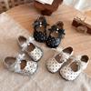 Girls French Style Bow Polka Dot Princess Soft Sole Single Shoes