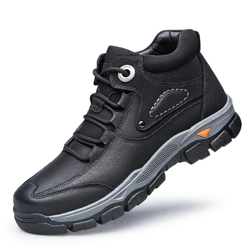 

Men Genuine Leather Boots Male Winter Warm Men Lace-Up Basic Boots Man Fashion With Fur Boots 44