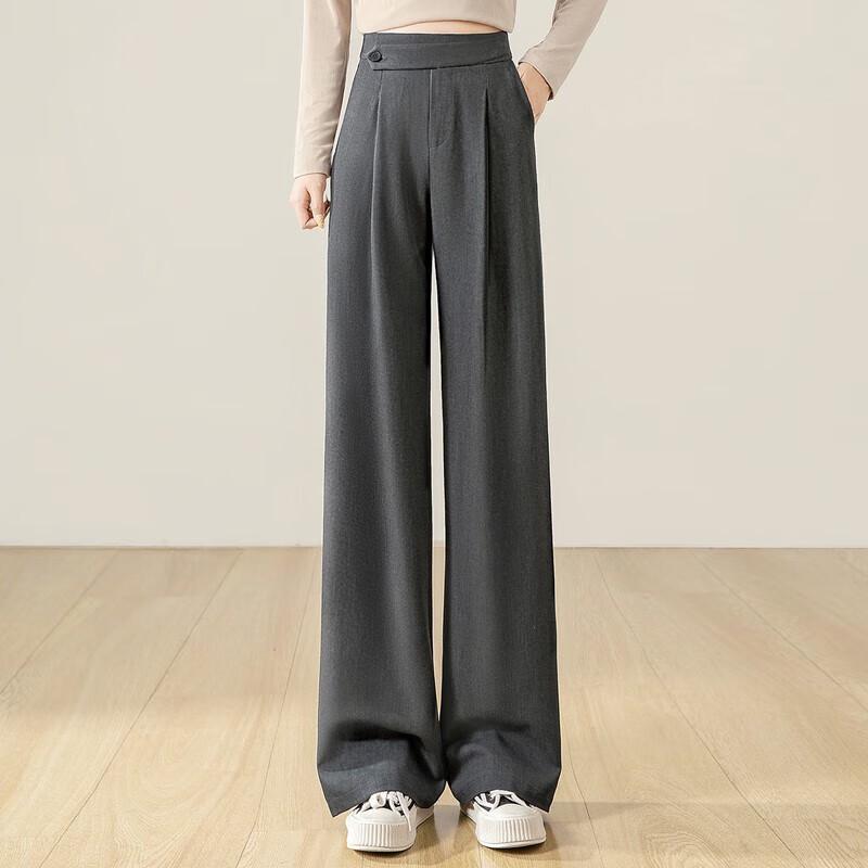 

Siboer Women s Draped High-Waist Wide-Leg Commuter Pants XL