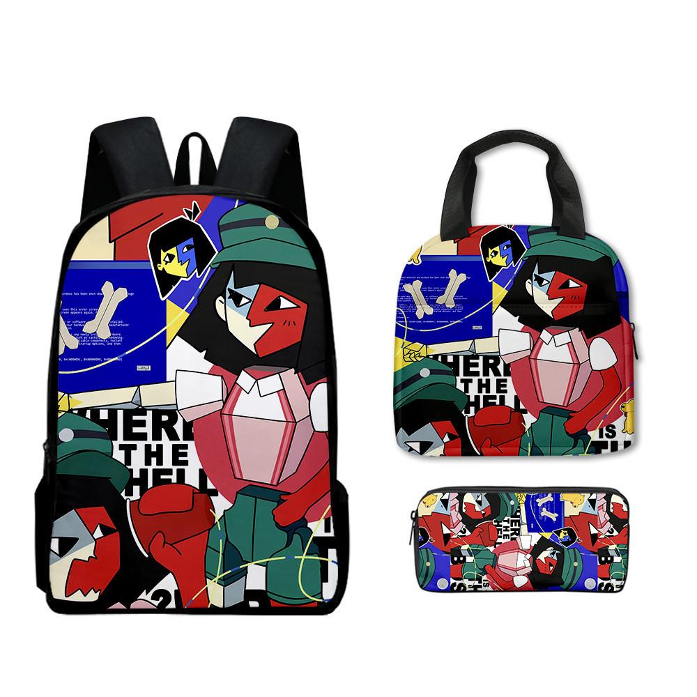 Dream Ena Bbq Pattern Childrens Backpack Lunch Bag Pen Case Set Schoolbag Gift