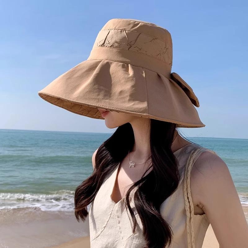 Outdoor Versatile Splicing Bow with Big Brim Covering The Face Sun Hat Sun Hat Women Sun Protection Summer UV Protection