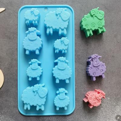 Matriță de copt ciocolată cu 8 orificii Mieluț Drăguț Animal Bomboane Biscuiți Fudge Matriță Silicon Decor Tort Tava Gheață Băuturi Instrument Bucătărie