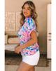 Azura Exchange Bluse mit V-Ausschnitt und abstraktem Blumendruck