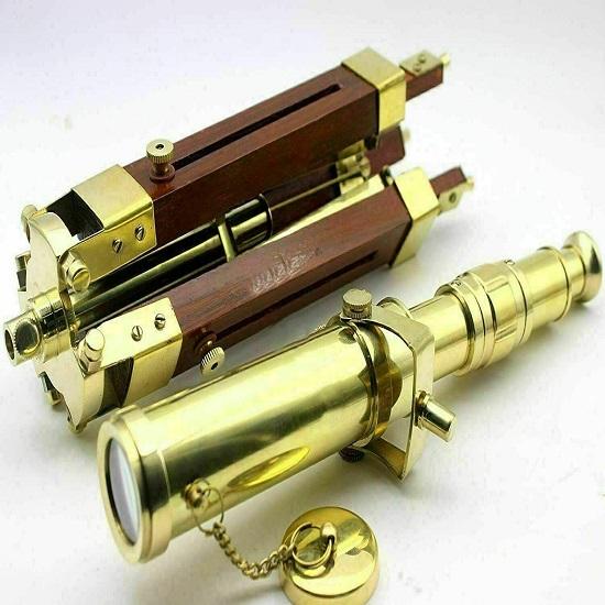 Marine Brass Polish Table Finish Marine Telescope With Wooden Tripod Stand Gift