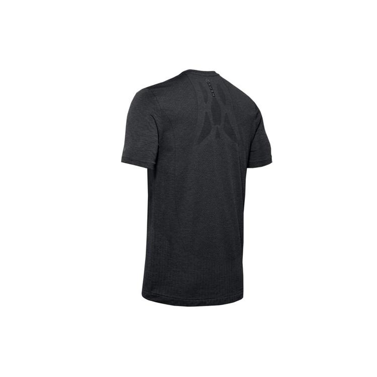 Men's Under Armour Rush Seamless Fitted Casual Sports Round Neck Breathable Short Sleeve Black 1351448-001