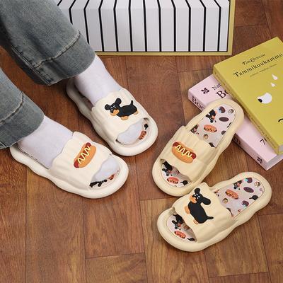 Zapatillas de dibujos animados de perrito caliente para mujer, para verano, para celebridad de Internet, ins, modernas, nuevas, de suela blanda, para casa, antideslizantes, para interior, dormitorio, zapatillas frescas
