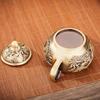 Brass Vintage Dragon Phoenix Chengxiang Tea Pot Office Desktop Home Decoration Crafts  Small