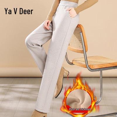 Yalu Women's Plush Lined Elastic Waist Casual Pants
