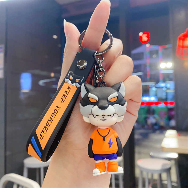 Cartoon Cool Wolf Juvenile Keychain Pendant Cute Couple Schoolbag Pendant Boys Car Key Chain Gift