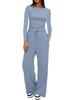 Nivea Women's Casual Long Sleeve Top and Wide Leg Pants Set in Multiple Colors