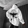Mens Oversized Viking Print Hooded Sweatshirt Loose Fit Casual Long Sleeve Pullover Fall