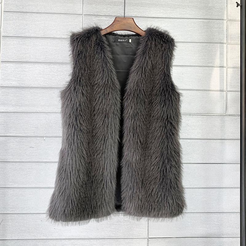 Europäische und amerikanische Imitation Toskanisches Fuchsfell Winter Mittellang und Lang Imitation Pelz Weste Warme Damen Weste Jacke Weich