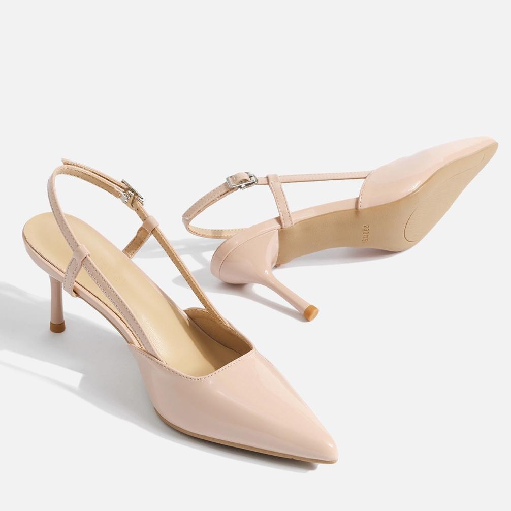 Classic Nude Patent Leather High Heels Commuter Women's Shoes Pointed French Sandals