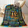 15th Birthday Celebration Flannel Blanket-Soft and Suitable for Sofas,Beds,Offices,Travel,All Seasons,Great Gift for Holidays and Birthdays.