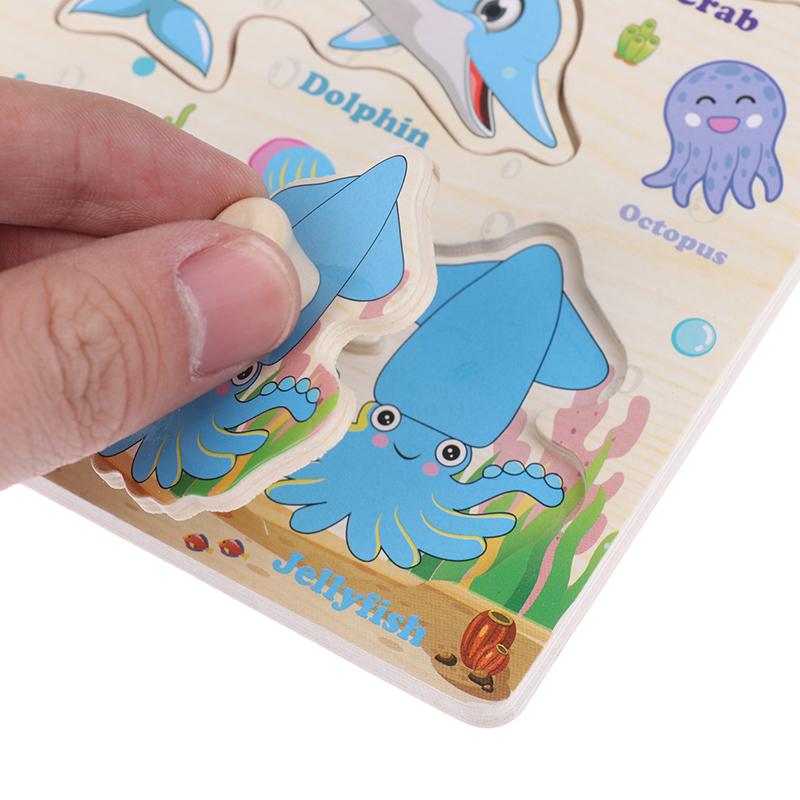 1 Set Cartoon Tier Verkehr Handgreifbretter Holzpuzzle Montessori Spielzeug für Kinder Frühes Lernen Lernspielzeug