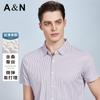 Business striped short sleeved shirt with mulberry silk, men's and middle-aged silk, smooth and elastic, easy to take care of, half sleeved shirt