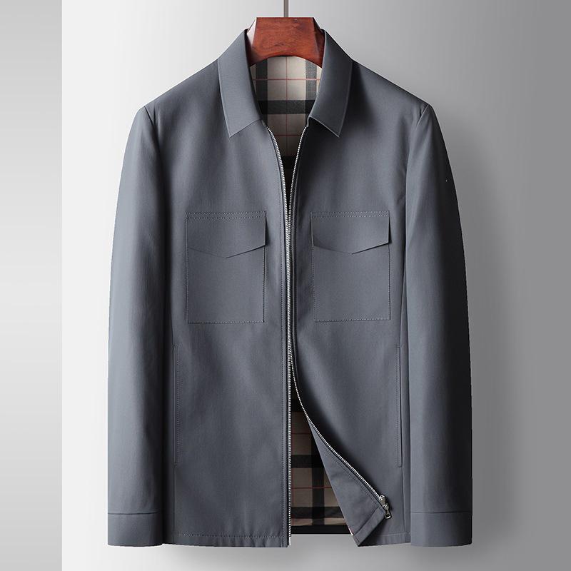 Men's Lapel Zipper Workwear Jacket - 2026 Spring/Autumn Light Luxury Business Casual Outerwear