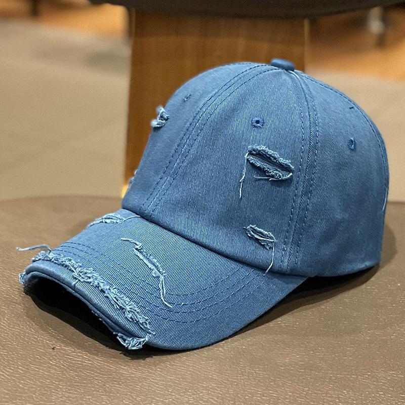 Ins Solid Color Old Ripped Cap Children Spring and Summer Fashion Versatile Street Sunshade Curved Brim Baseball Cap