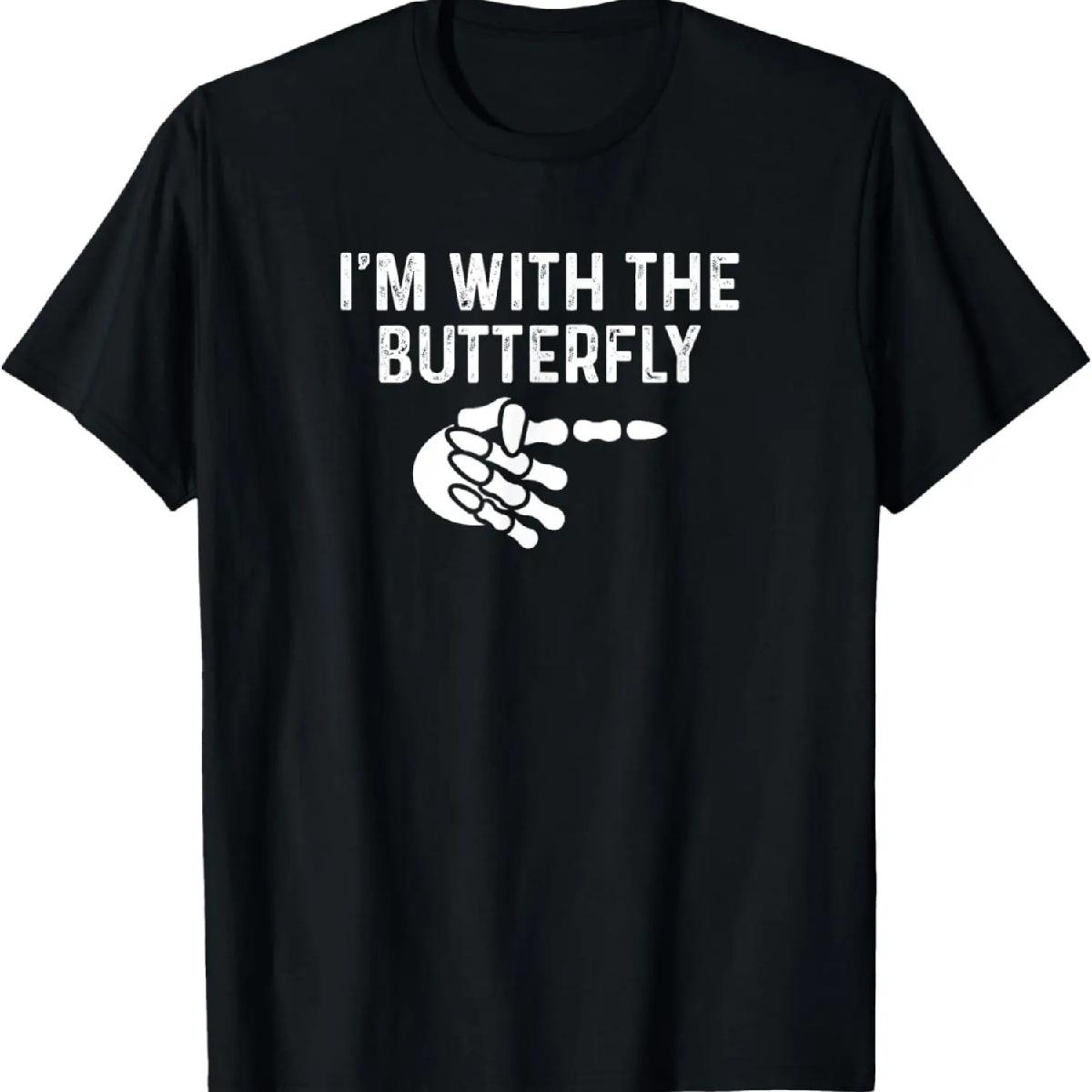 I m With Butterfly Halloween Costume Funny Couples Matching T-Shirt S