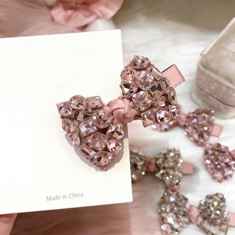 Crystal Bow Hair Clips Elegant Korean Style Rhinestone Decor Side Clips for Girls Wedding Bridal Hair Accessories