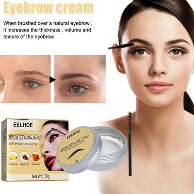 1 pomada de gel para cejas con cepillo, pomada de gel para cejas, estilismo de cejas, maquillaje, jabón, levantamiento de cejas