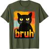 Bruh Grumpy Black Cat Meme Graphic TShirt Funny Retro Style Tee for Unisex Women