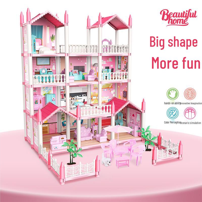 Işıklı Kendin Yap Prenses Şatosu Bebek Evi - Küçük Kızın Oyun Evi